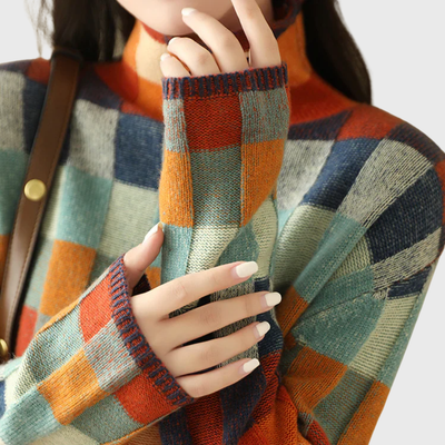 彩葉 | カラーブロックチェックセーター