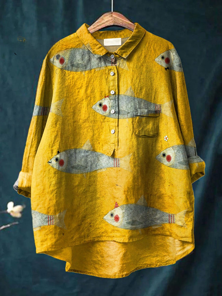 マリーナ | 遊び心満載の魚プリントシャツ